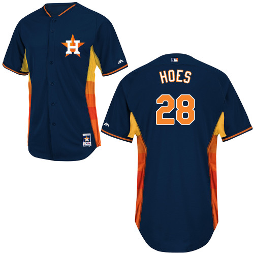 L-J Hoes #28 Youth Baseball Jersey-Houston Astros Authentic 2014 Cool Base BP Navy MLB Jersey